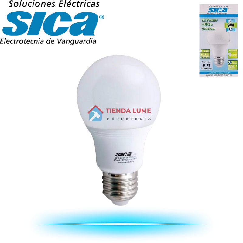 Lampara Tipo Clasica 9W Led Sica L. Dia 911529 *