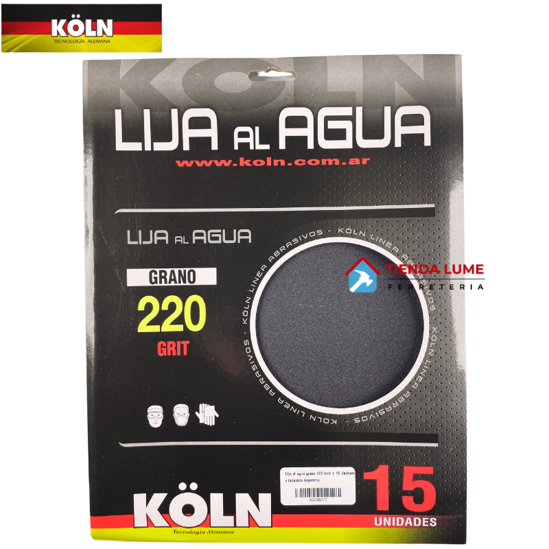 Lija al agua grano 220 koln x 15 Unidades