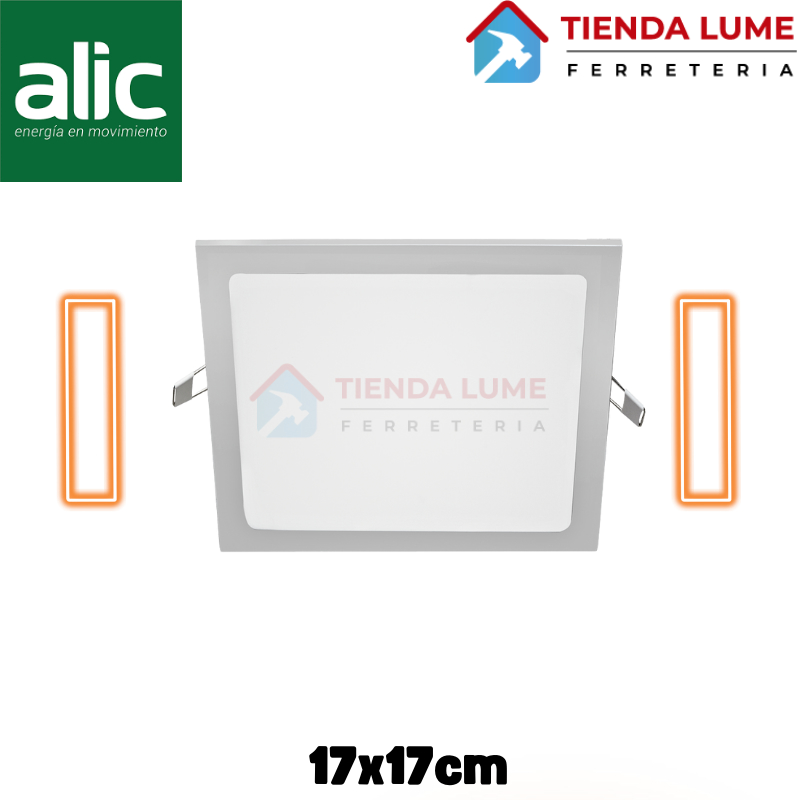 Plafon Led Alic Cuadrado Embutir 12W Calida