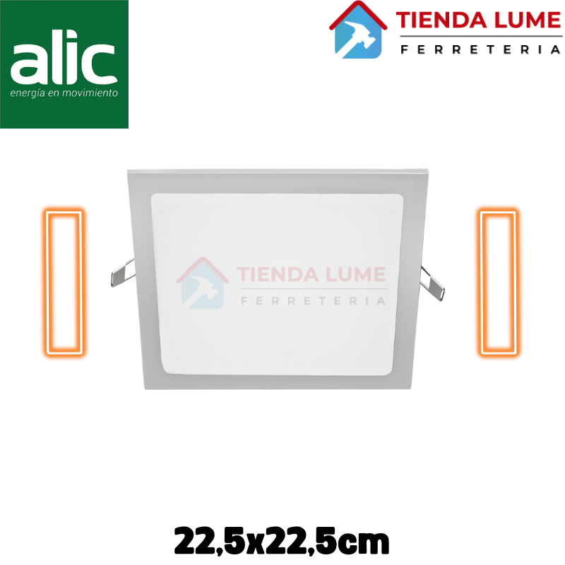 Plafon Led Alic Cuadrado Embutir 18W Calida