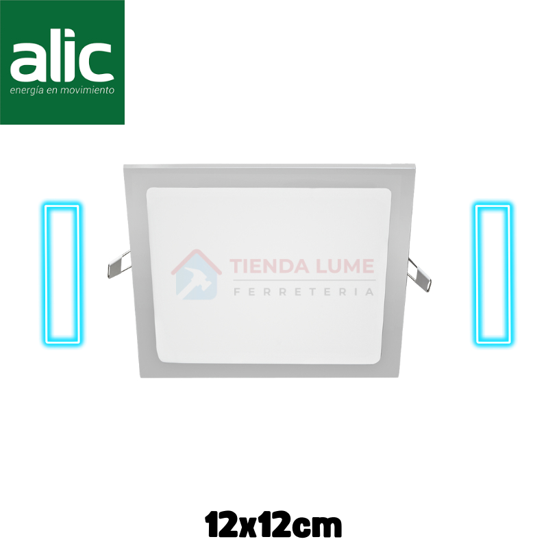 Plafon Led Alic Cuadrado Embutir 6W Luz Dia