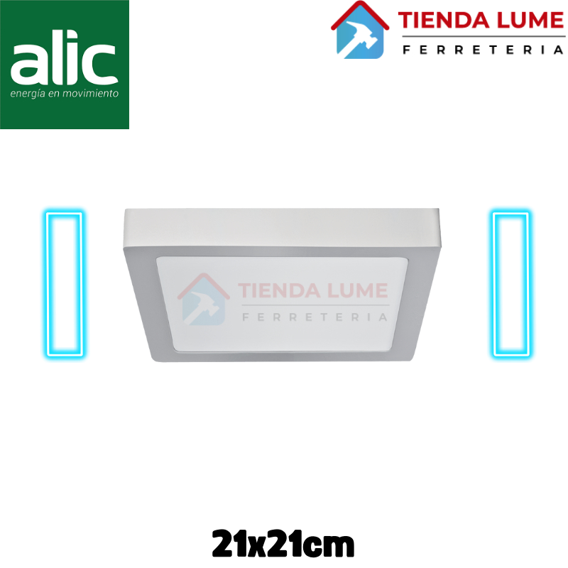 Plafon Led Alic Cuadrado Exterior 18W Dia