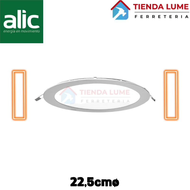 Plafon Led Alic Redondo Embutir 18W Luz Calida