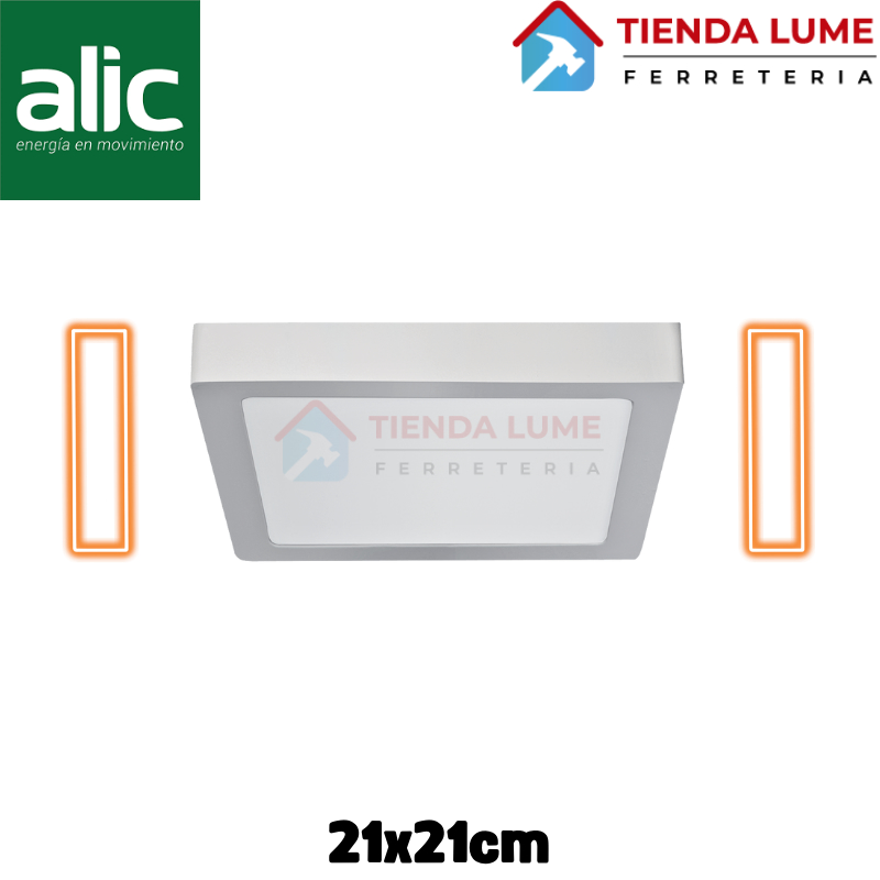 Plafon Led Alic Cuadrado Exterior 18W Calida