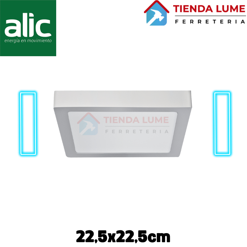 Plafon Led Alic Cuadrado Exterior 24W Dia