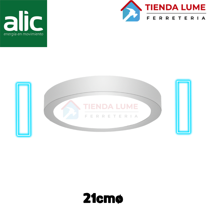 Plafon Led Alic Redondo Exterior 18W Fria