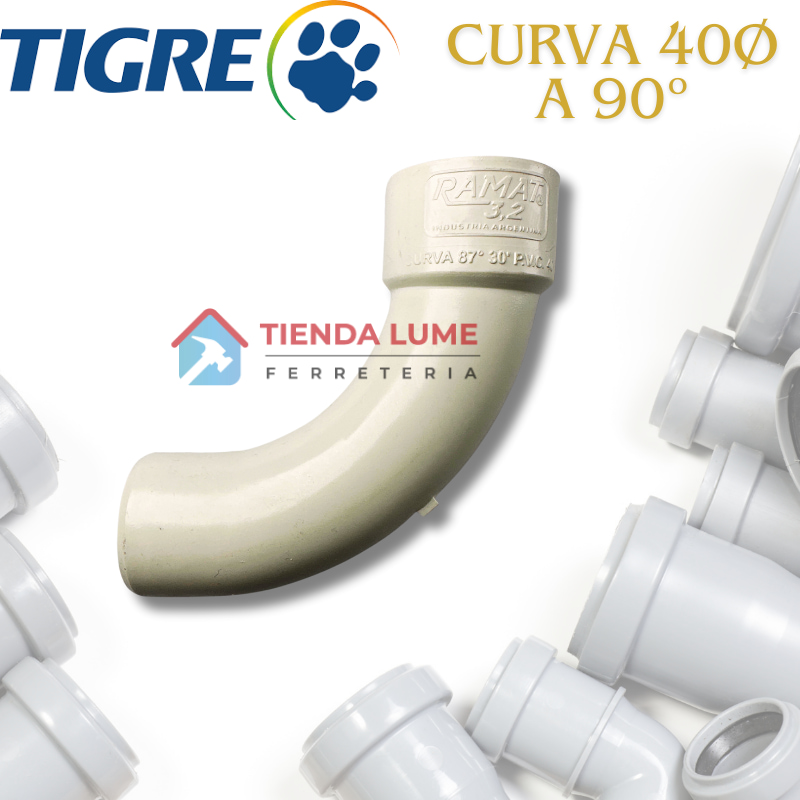 Curva Pvc 40 A 90 Larga Tigre Ramat