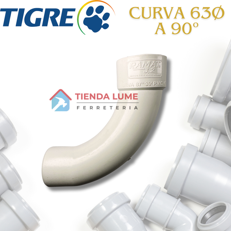 Curva Pvc 63 A 90 Larga Tigre Ramat