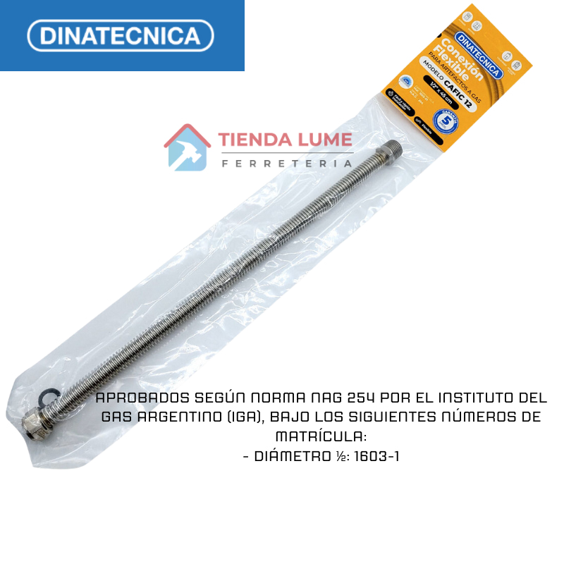 Dinatecnica Flexible Gas Aprobado 1/2X45 Cm