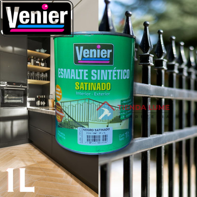 Venier Esmalte Sintetico Int Ext Negro Satinado x 1L