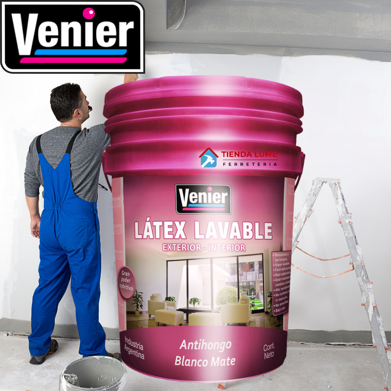 Venier Latex Blanco Mate Int. Ext. x 12 kg Envase Rosa