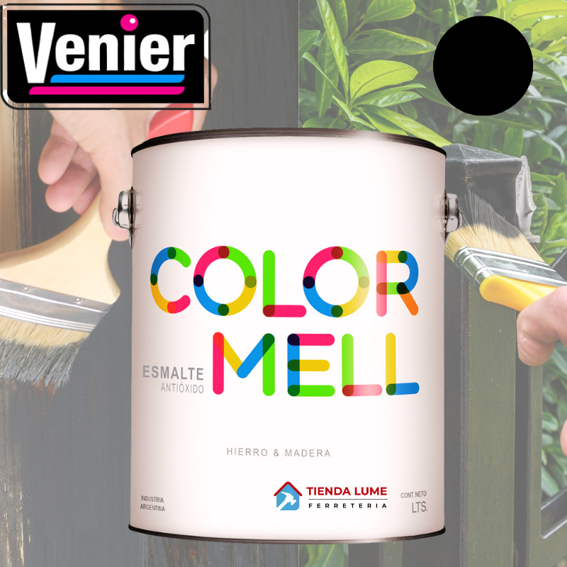 Venier Colormell Esmalte Sintetico Negro Mate x 4L