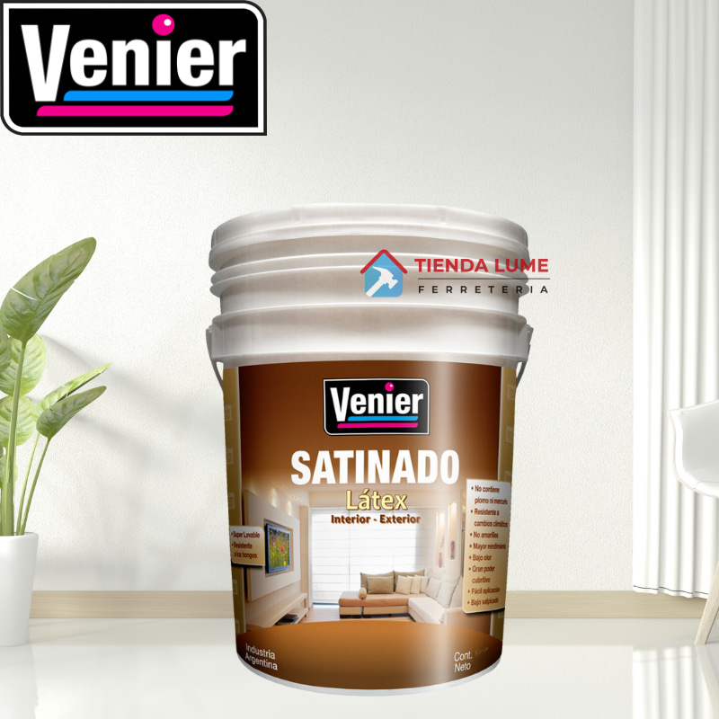 Venier Latex Satinado Interior - Exterior Blanco 10 L